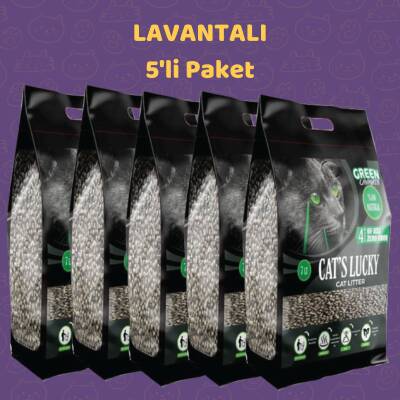 Cat's Lucky Green Lavantalı Doğal Kedi Kumu 5'li Paket - 1