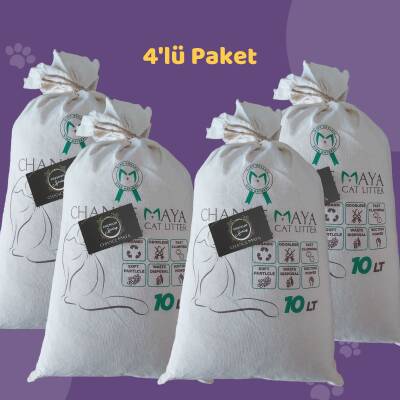 Chance Maya PREMİUM Doğal Kedi Kumu 10 LT 4'lu Paket - 1